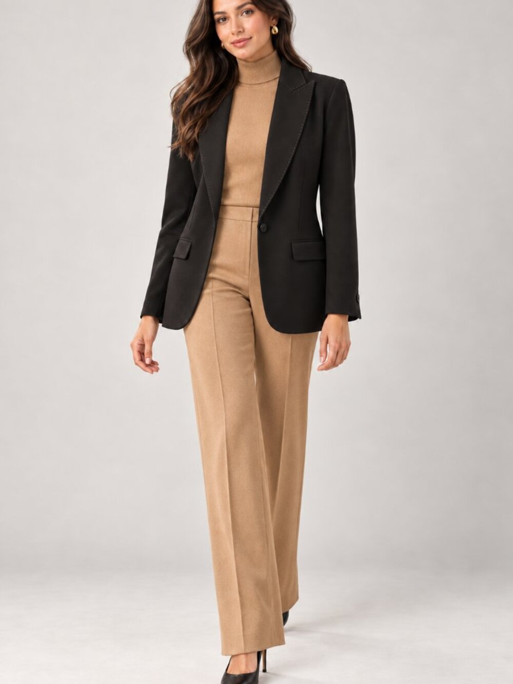 Anne Klein Black Pick-Stitched Tailored Blazer – Size 8